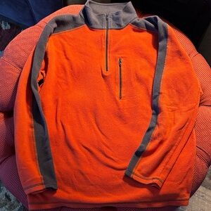 Boy's Orange and Gray Half-Zip Fleece (large 14-16)